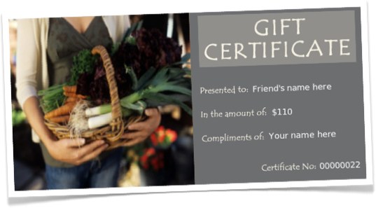 Veggie Lady Workshops - Gift Certificate